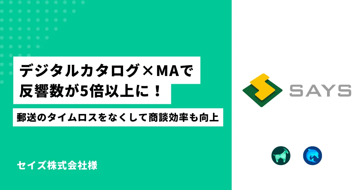 デジタルカタログとMAで反響数が5倍以上に！郵送のタイムロスをなくして商談効率も向上｜セイズ株式会社様